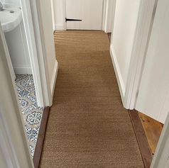 brown carpeted flooring of a hallway