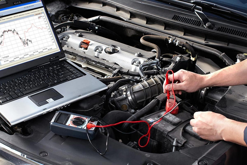 a person inspecting engine