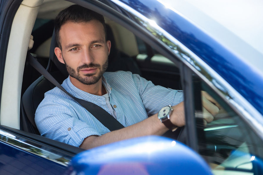 a man driving car