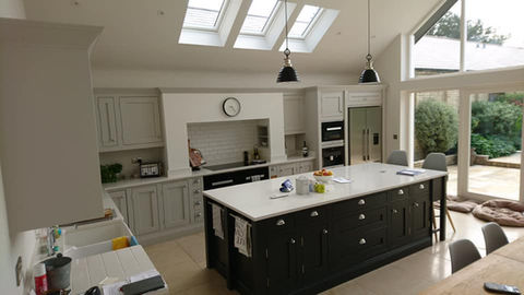 kitchen interior with white cabinets