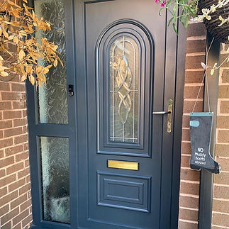 black front door of a house