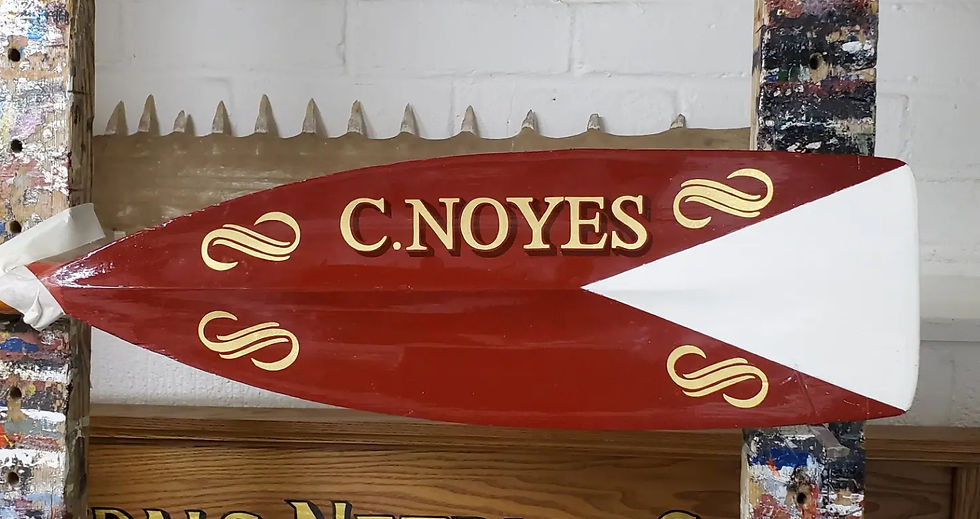 Red and white wooden plaque
