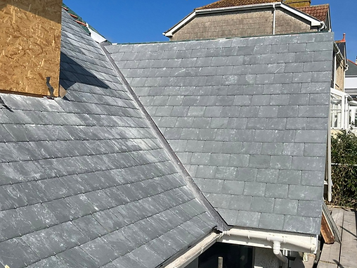 close-up image of dark roof tiles