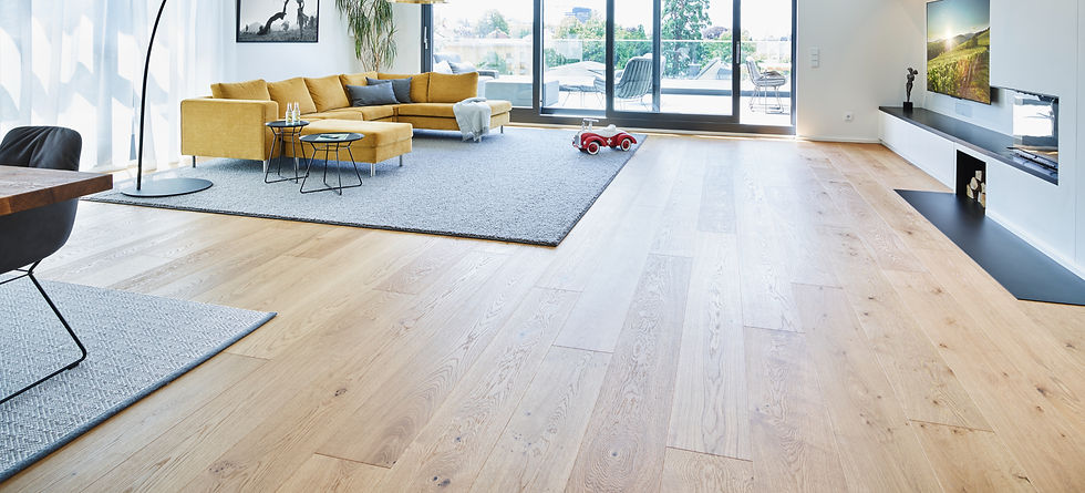 Empty living room with hardwood floor in modern apartment