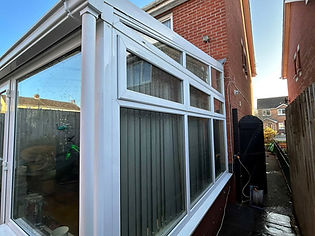 Side view of a white-framed conservatory