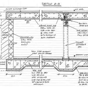 sectional architectural drawing with title Section A-A