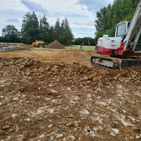 an excavator in the field