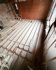floor heating installation in progress