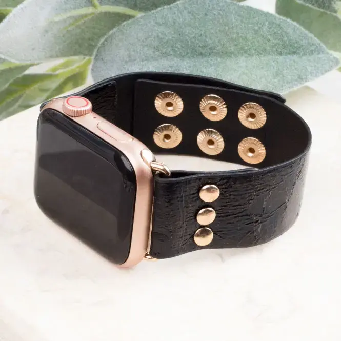 Snake, Rattle, & Roll 38/40 Leather Smart Watch Band, Black