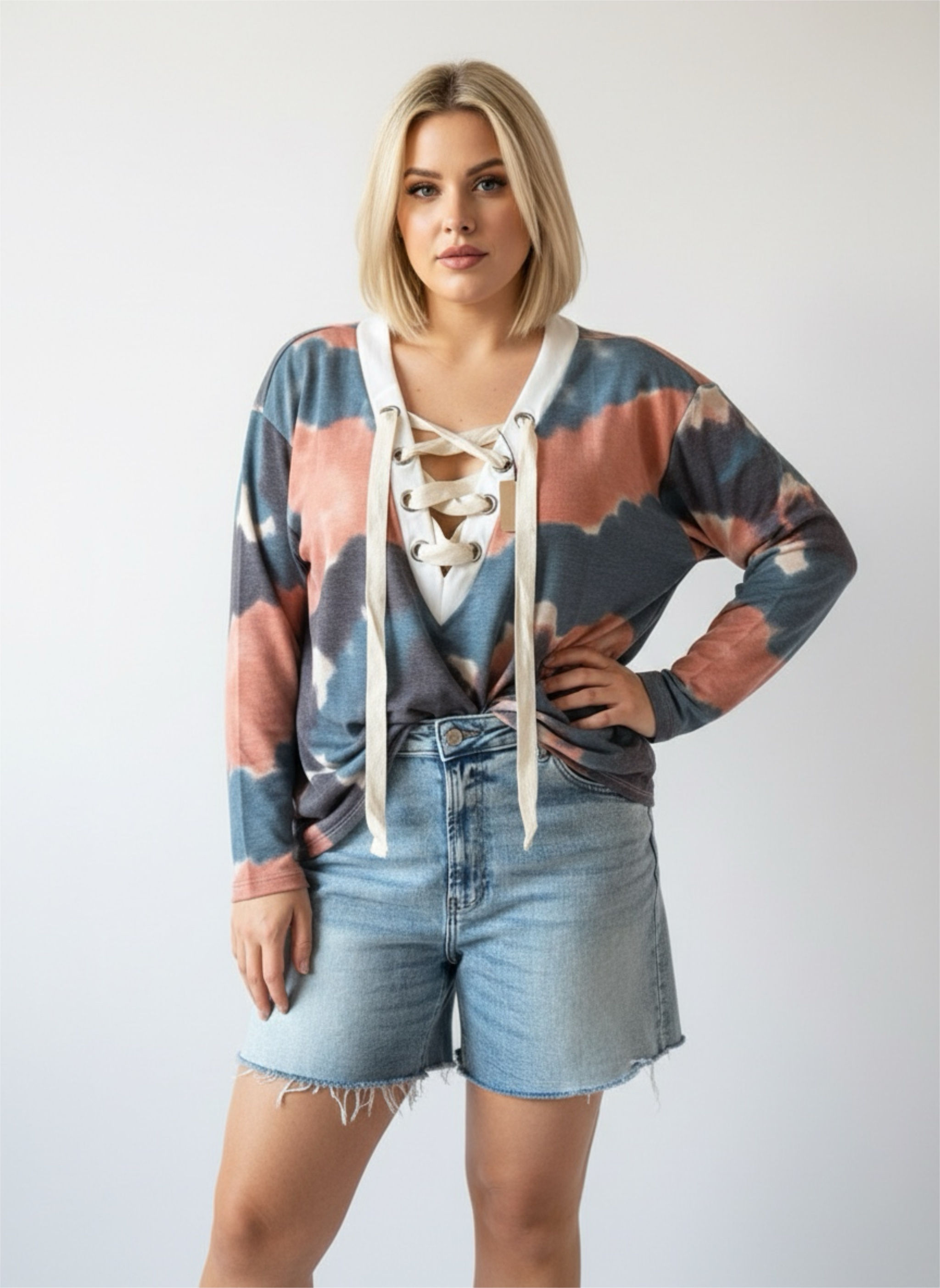 BB Tye Dye lace up top