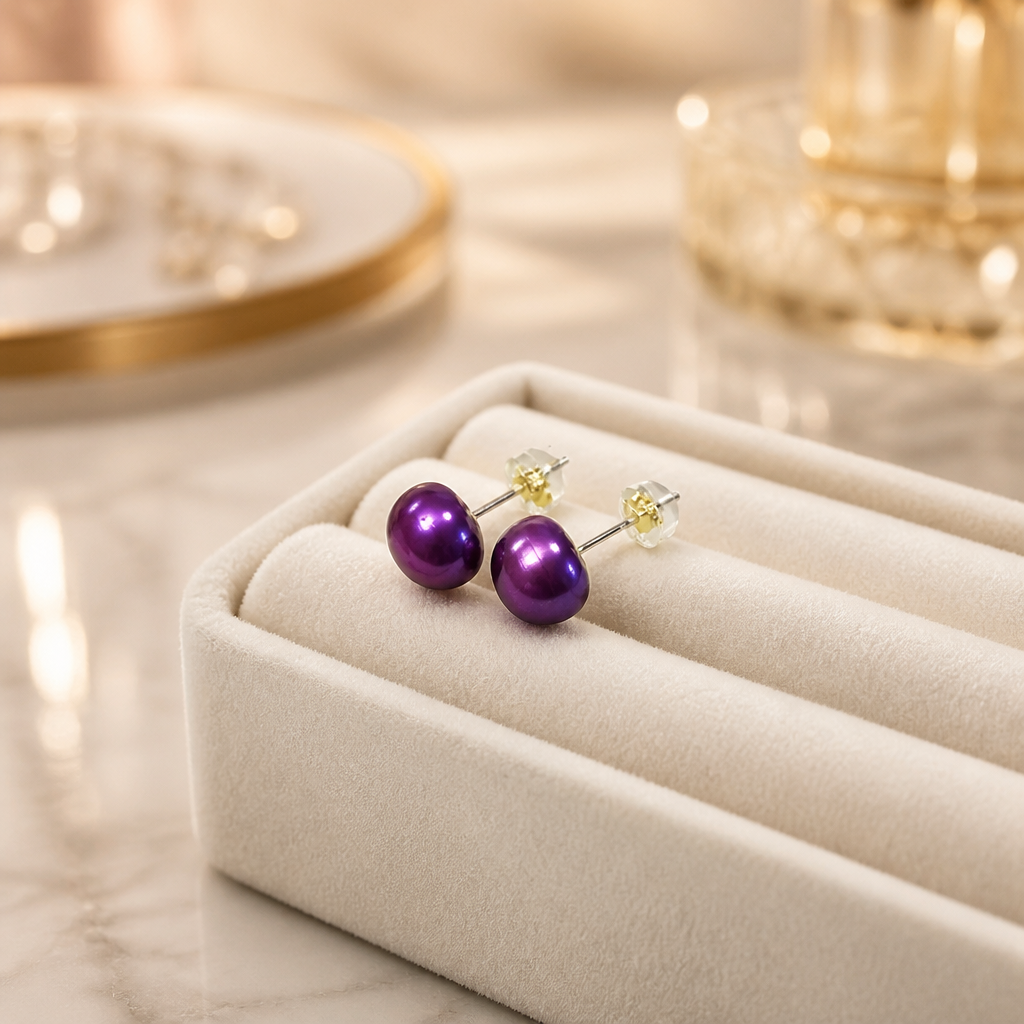Demon Purple Edison Gold plated Sterling silver studs
