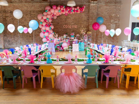 Chairs beautifully designed for a kid's birthday party.