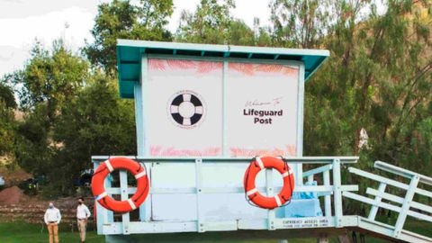 Lifeguard stand and signage