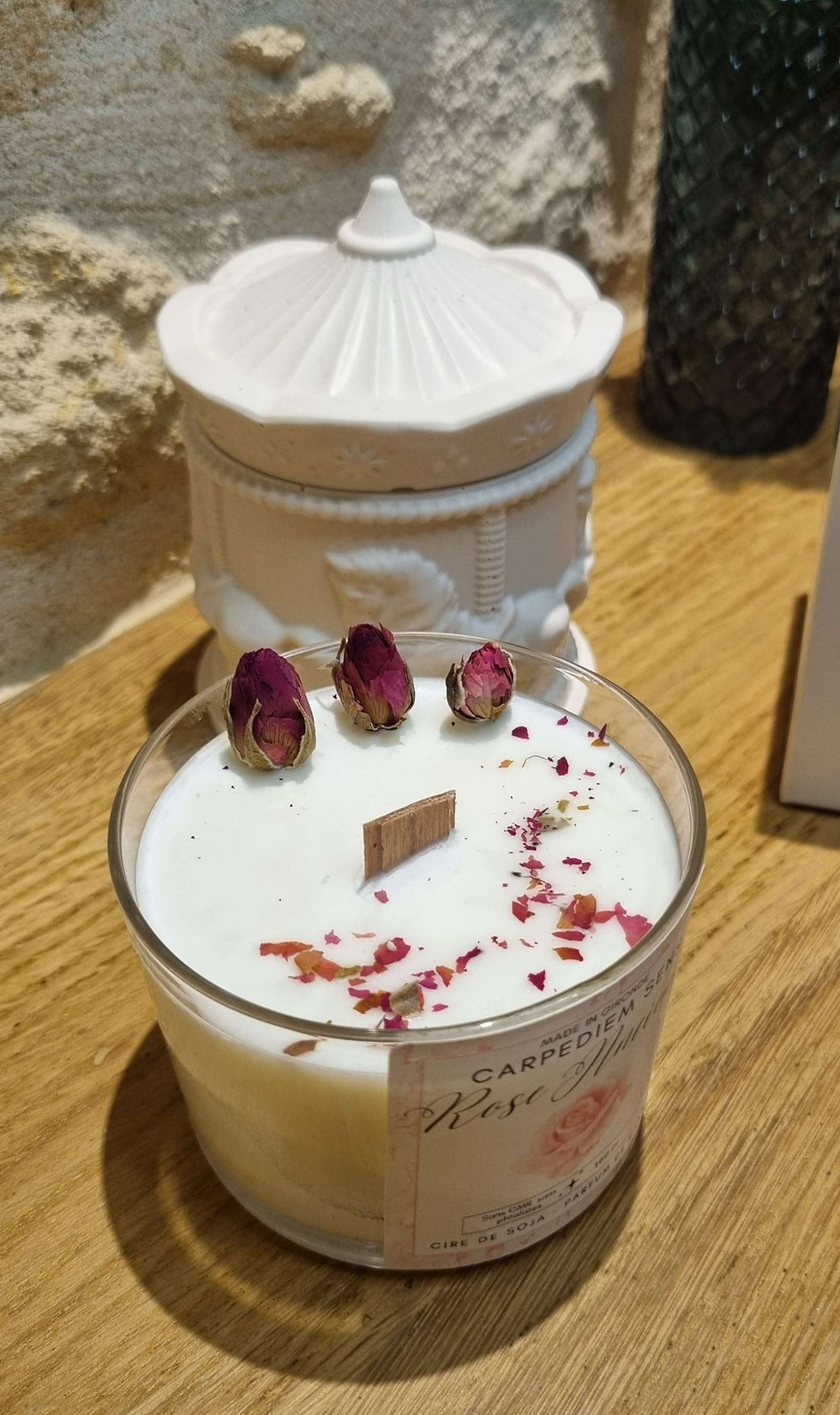 Miniature : bougie artisanale parfumée rose ancienne