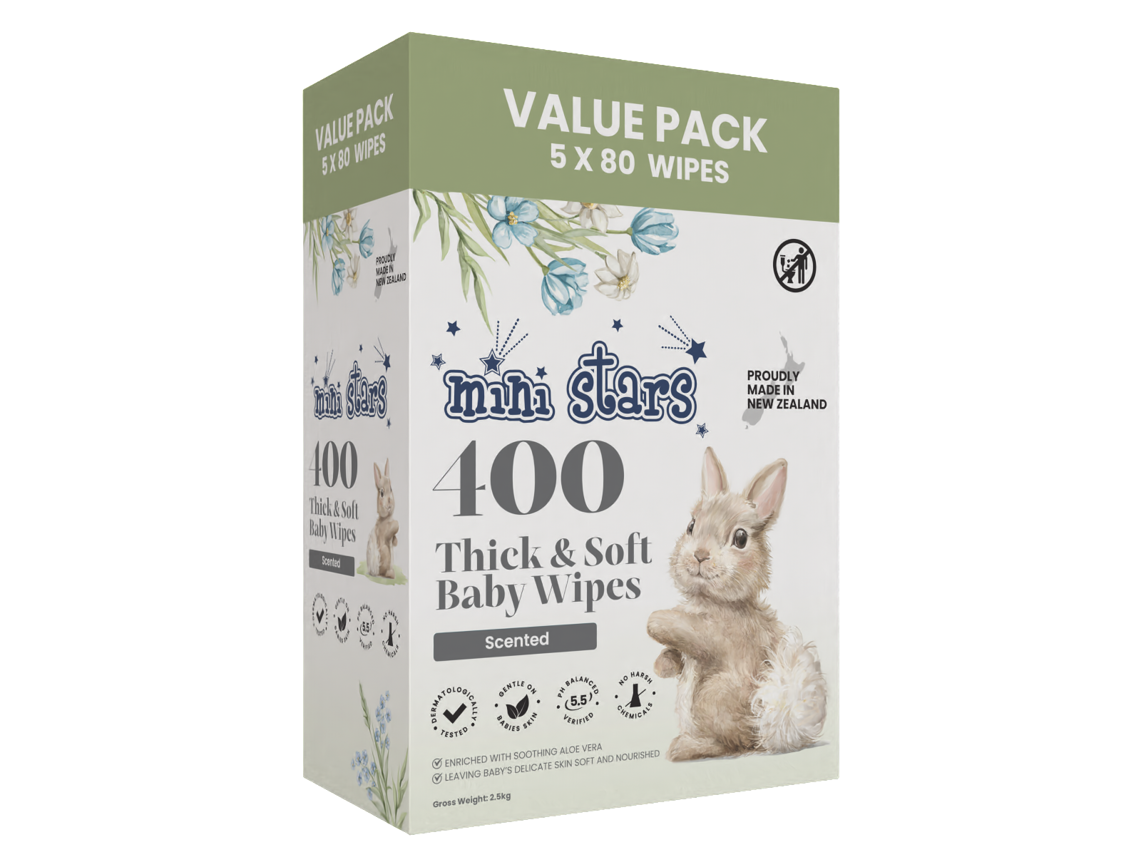 400 Wipes Thick & Soft Baby Wipes (Scented)