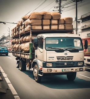 half loaded goods truck