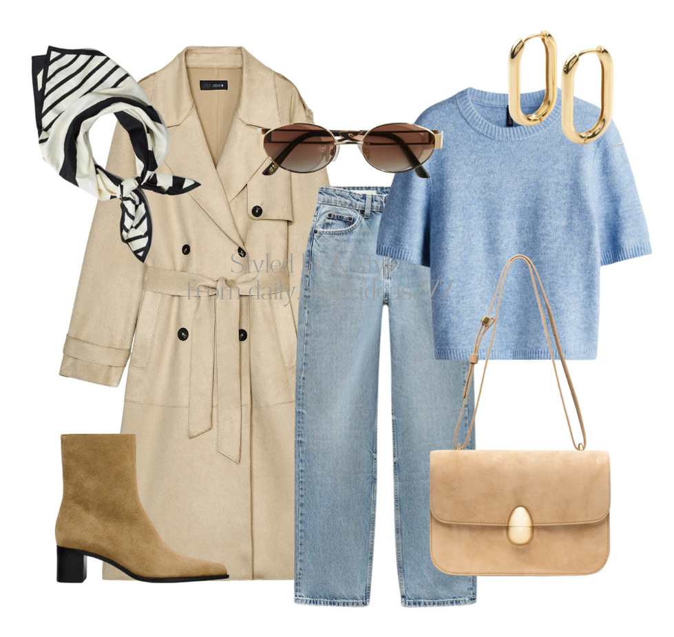 Beige & Pastel blue
