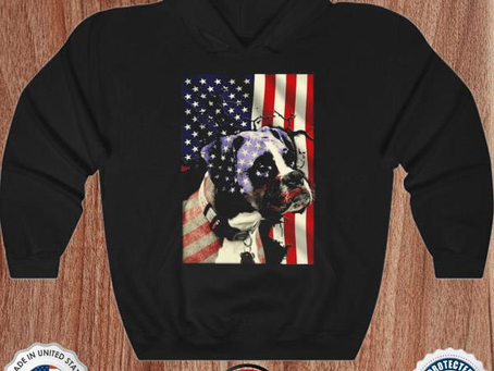 Boxer dog flag art American flag shirt