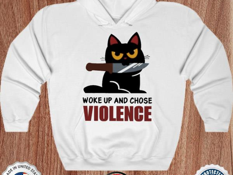 Damglynn Qwertee Shop Knife Cat Shirt