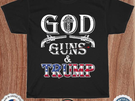 God guns and Trump American flag shirt