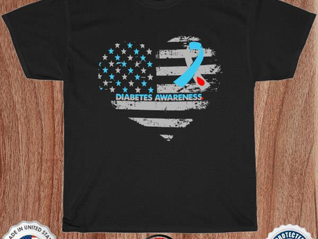 Heart diabetes awareness 2022 American flag shirt