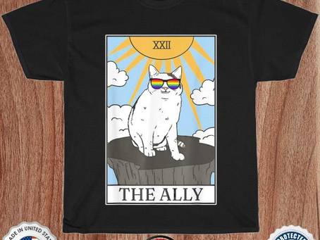 Gay pride pride sunglasses alley cat tarot card shirt