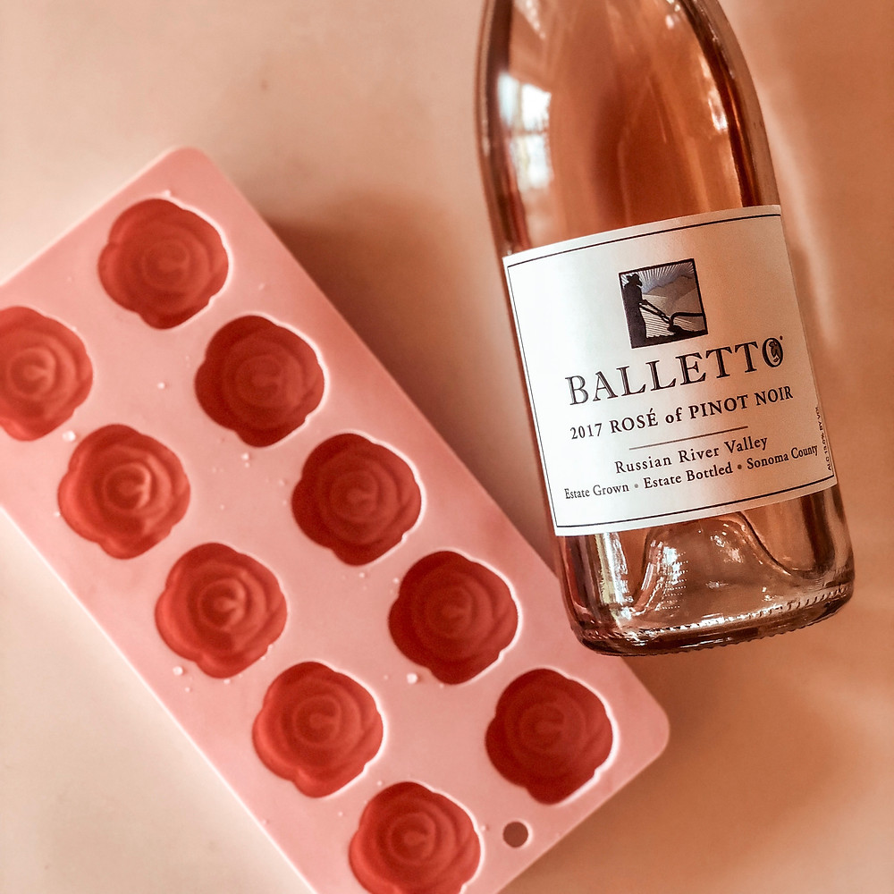 sonoma grape girl, audra tavelli, wine blogger, rosé ice cubes, keep your wine cold, cold rosé, #roséallday, balletto rosé, sonoma county rosé, russian river valley, russian river valley rosé of pinot noir, rosé of pinot noir