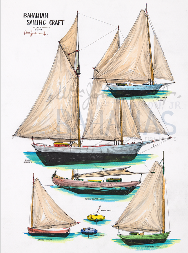 Bahamian Sail Craft
These traditional Bahamian vessels are based on designs and half models brought here during the American Revolution- 1700's.
Available in 18x24 or 24x32
Printed on 100% cotton rag, acid free watercolor paper.
Archival Pigment Giclee Print.