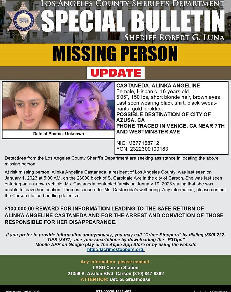 Code Pink Missing Person MISSING PERSON