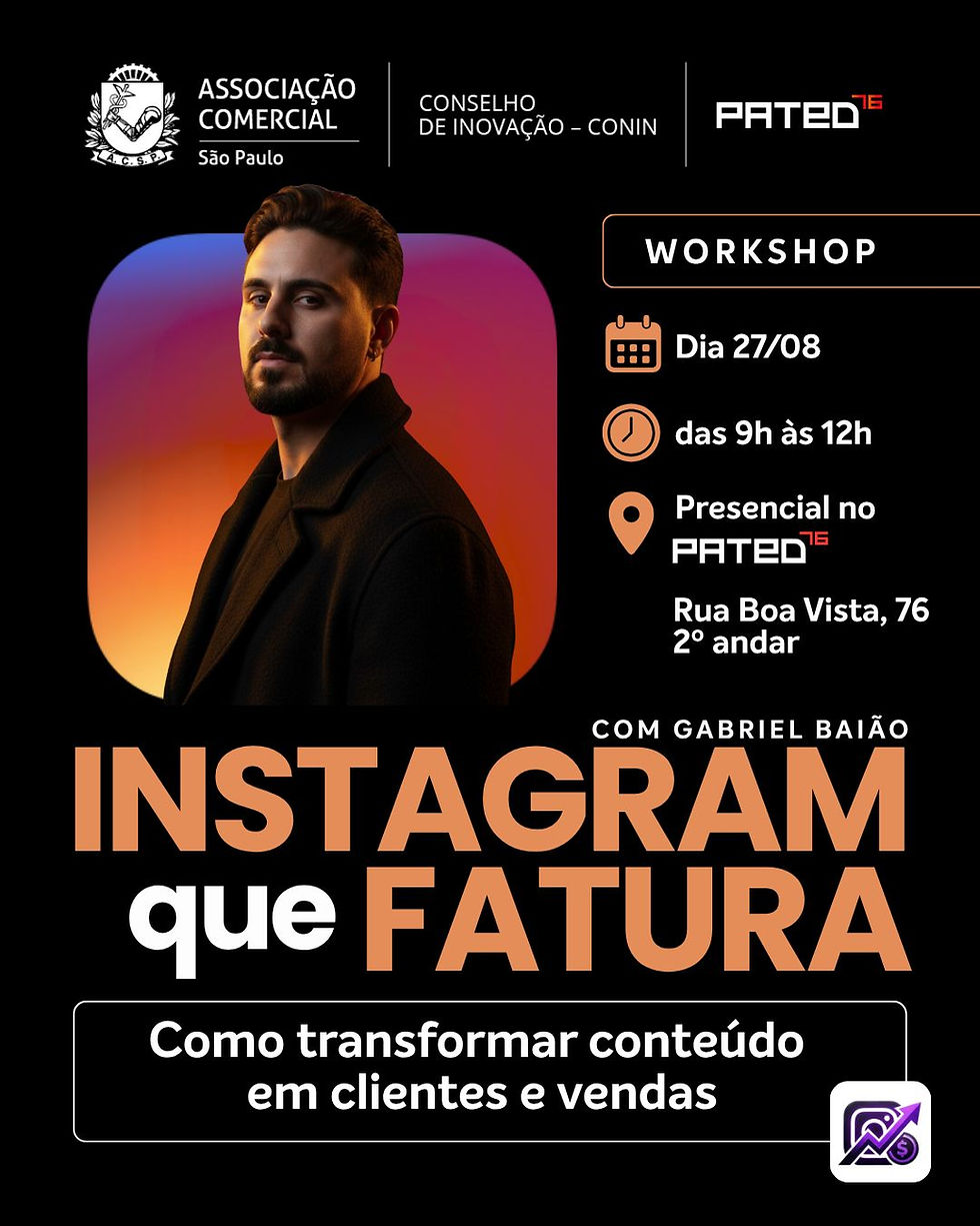 Gabriel Baião apresentará o workshop 100% gratuito Instagram que Fatura