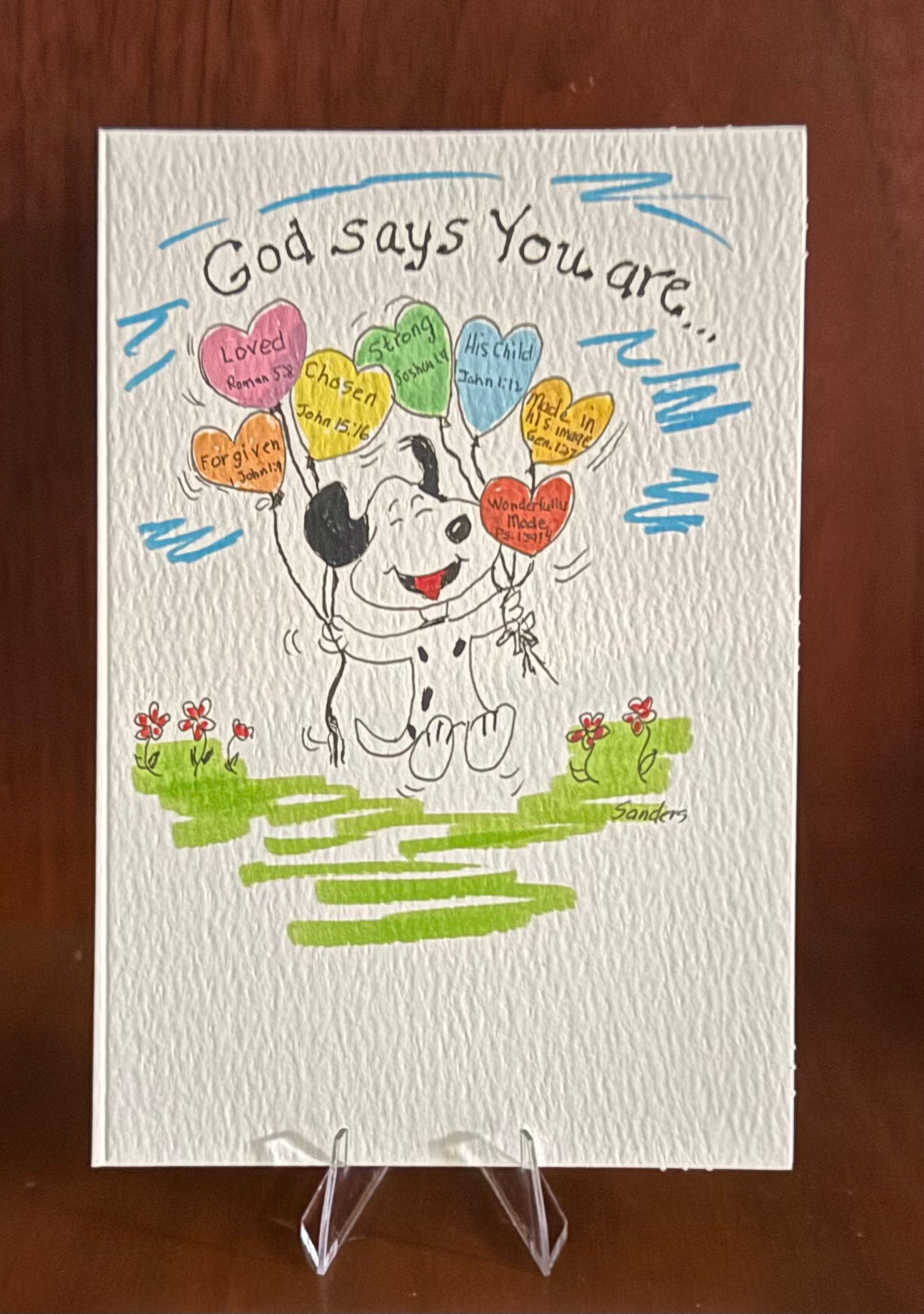 God says you are with snoopy and balloons