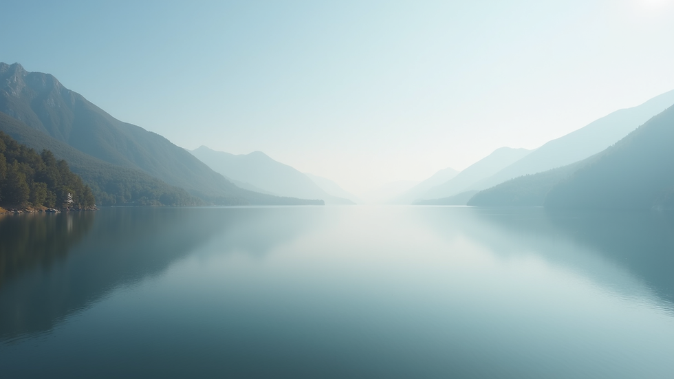 Eye-level view of a calm lake reflecting the sky