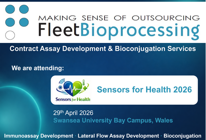 A banner for Fleet Bioprocessing attending Sensors for Health 2026