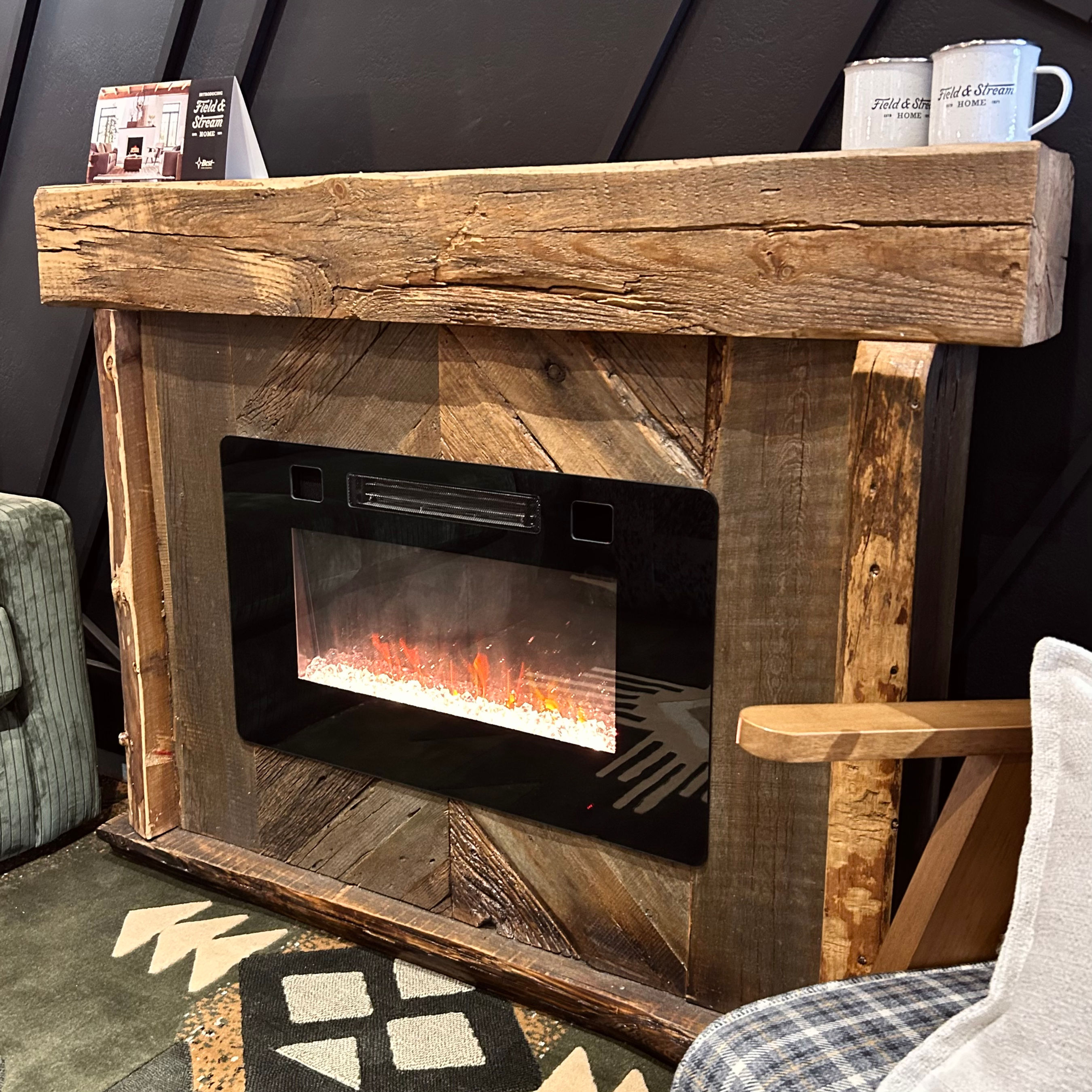 54" Beam Mantle + Fireplace