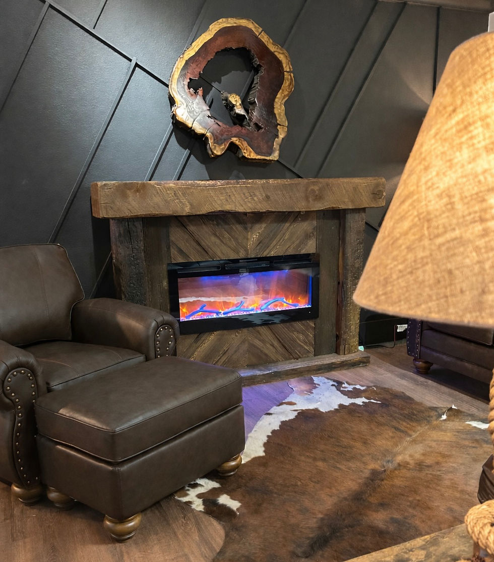 Thumbnail: 74" Beam Mantle + Fireplace