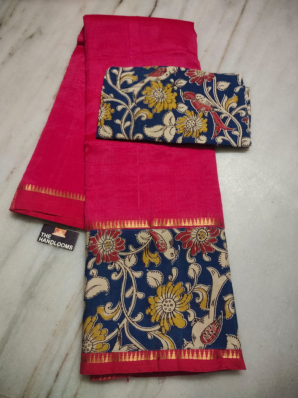 Thumbnail: MANGALGIRI PURE HANDLOOM PATTU BY COTTON WITH KALAMKARI BORDER