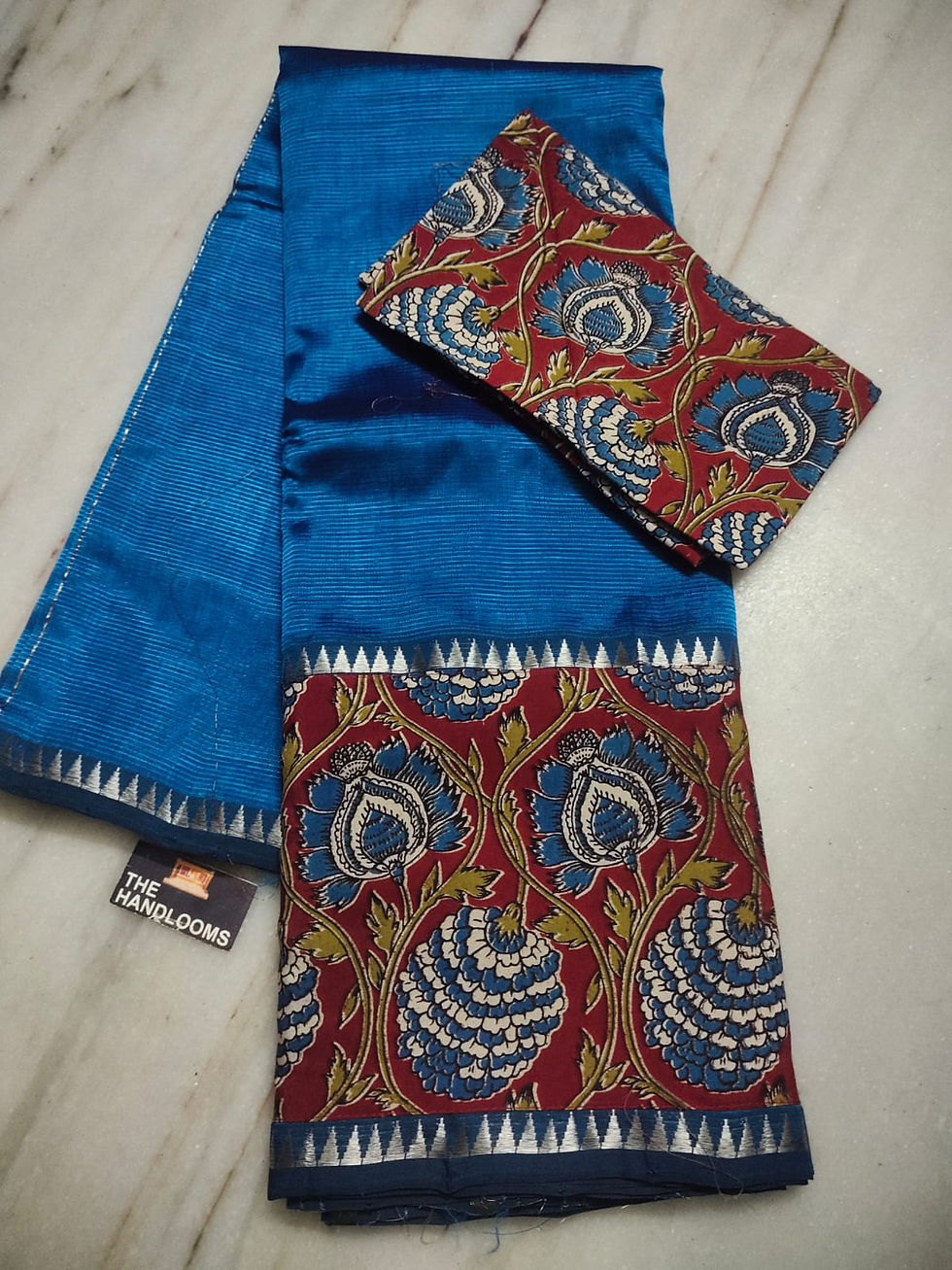 Thumbnail: MANGALGIRI PURE HANDLOOM PATTU BY COTTON WITH KALAMKARI BORDER