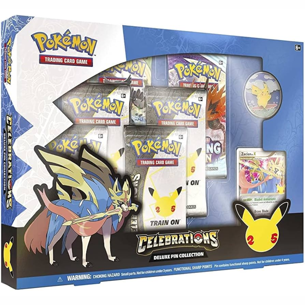 Pokemon TCG Celebrations Deluxe Pin Zacian LV.X Booster Collection Box
