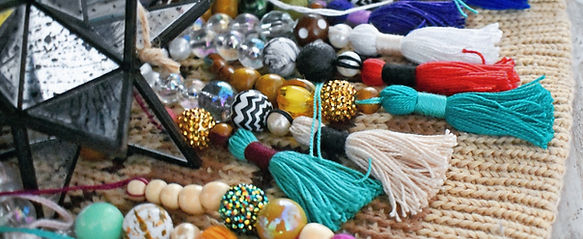 Colorful beaded tassels and charms