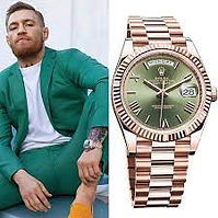 MMA Fighter Connor McGregor wearing his Rolex Day Date President with Green Dial