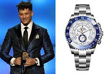 Patrick Mahomes wearing his Rolex Yacht Master II