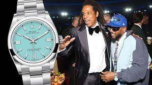 Jay Z wearing his Rolex OP in Tiffany Blue