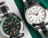 Pair of Rolex Milgauss with white and black dial