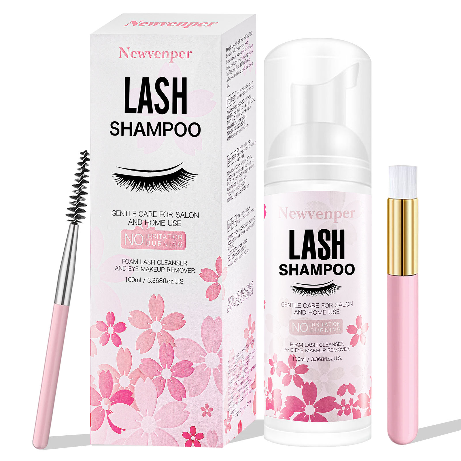 Eyelash Shampoo Kit 100ml – Lash Cleanser with Brush