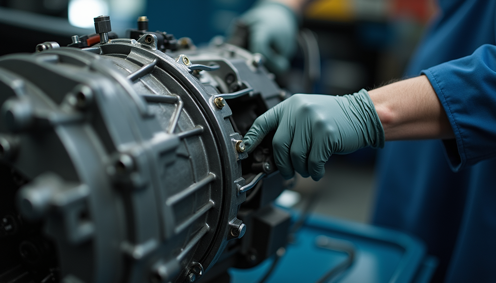 transmission mechanic performing a transmission flush using flush machine