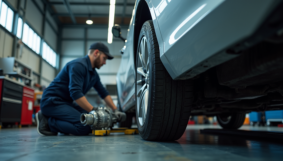 transmission mechanic in st peters mo working on a transmission in a garage