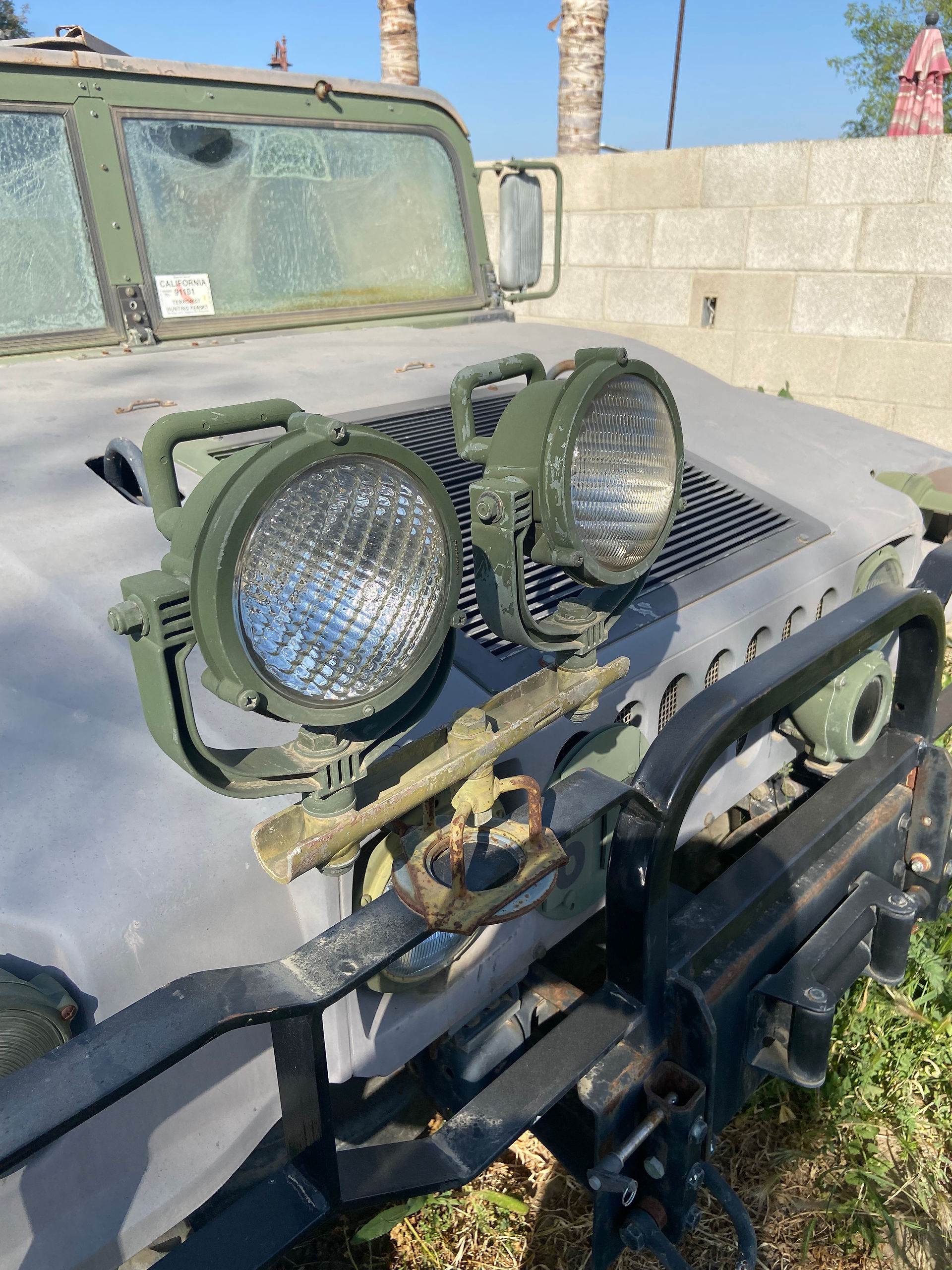 Experimental Humvee spotlight attachment