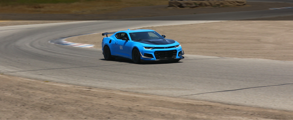 Rapid blue Camaro zl1 1le track car at buttonwillow raceway park in socal