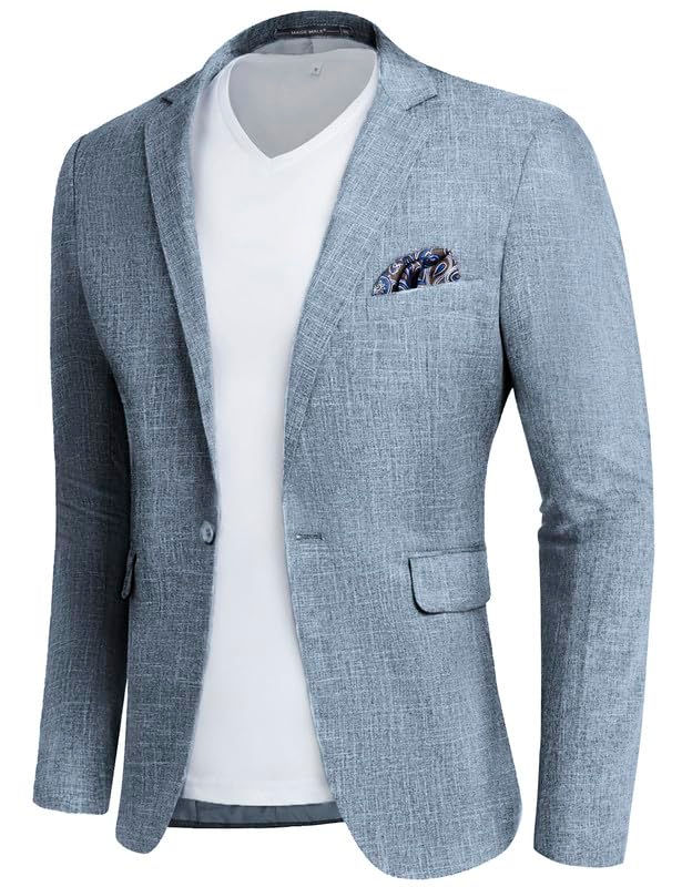 MAGE MALE Mens Slim Fit Blazer Jackets Suit One Button Lightweight Sport Coats C