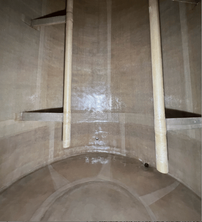 Fiberglass tank after repair